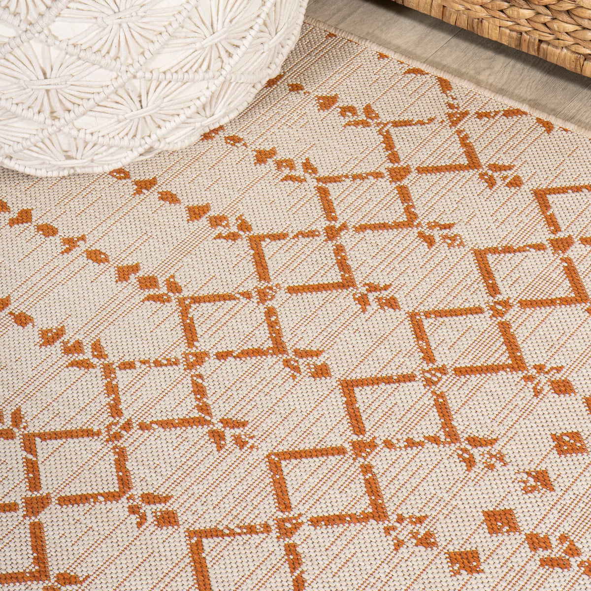 Cream Orange 4 ft. x 6 ft. Indoor Outdoor Area Rug F350398