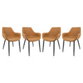 Leather Dining Arm Chair with Metal Legs Set of 4 Y8445