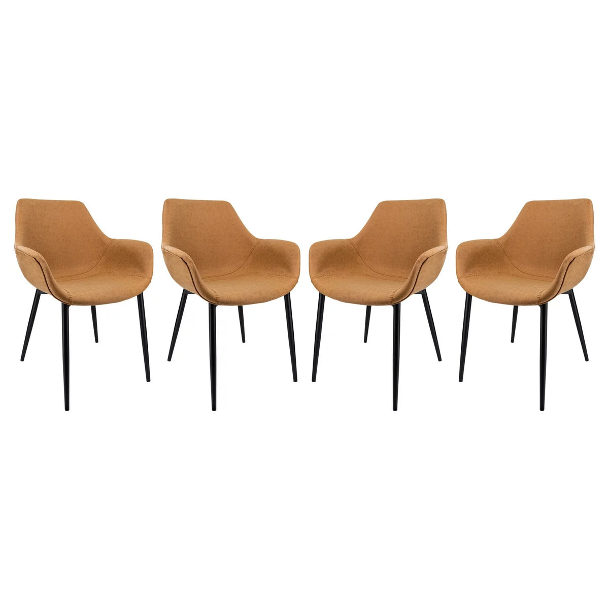 Leather Dining Arm Chair with Metal Legs Set of 4 Y8445