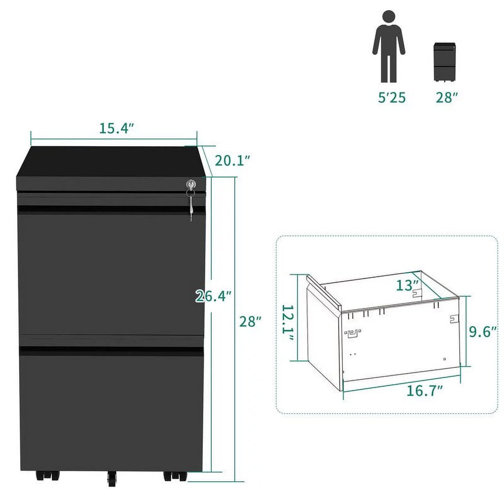 2 Drawer Locking Steel File Cabinet A574
