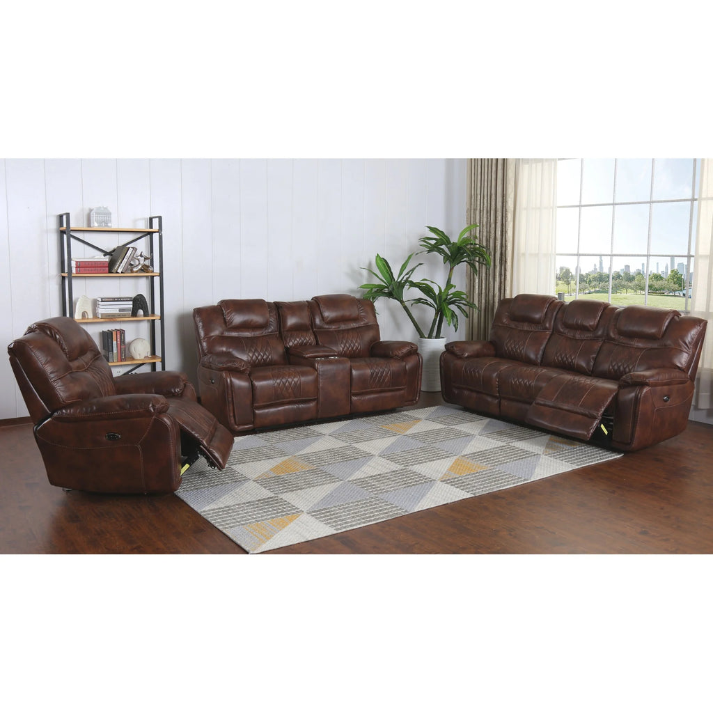 Brown Faux Leather Dual Reclining Loveseat Q778615
