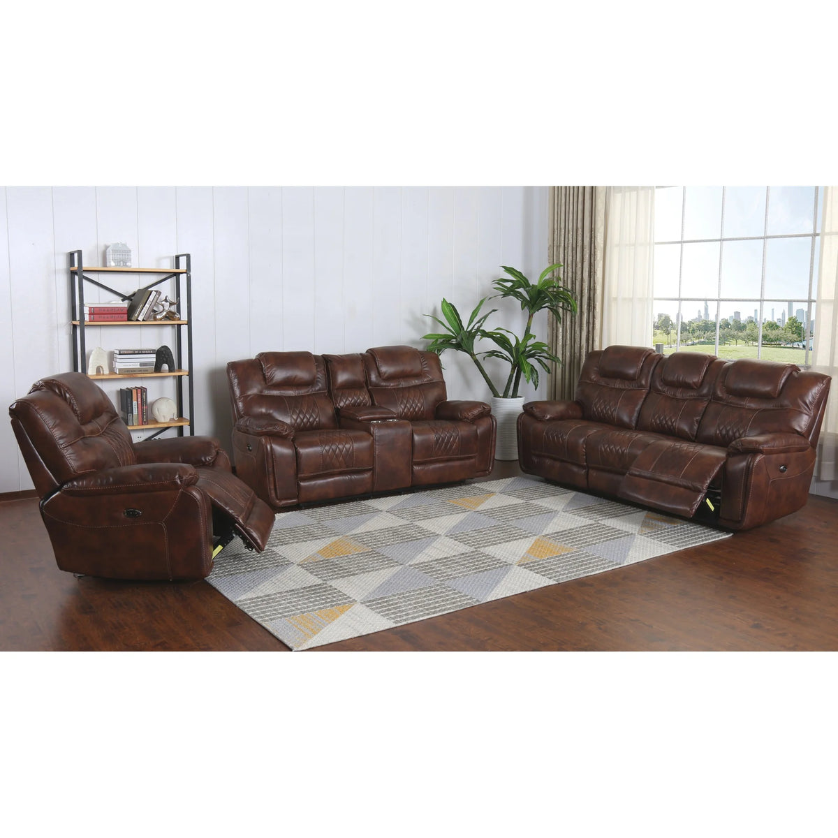 Brown Faux Leather Dual Reclining Loveseat Q778615