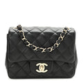 Quilted Lambskin Mini Flap Bag Black Q750