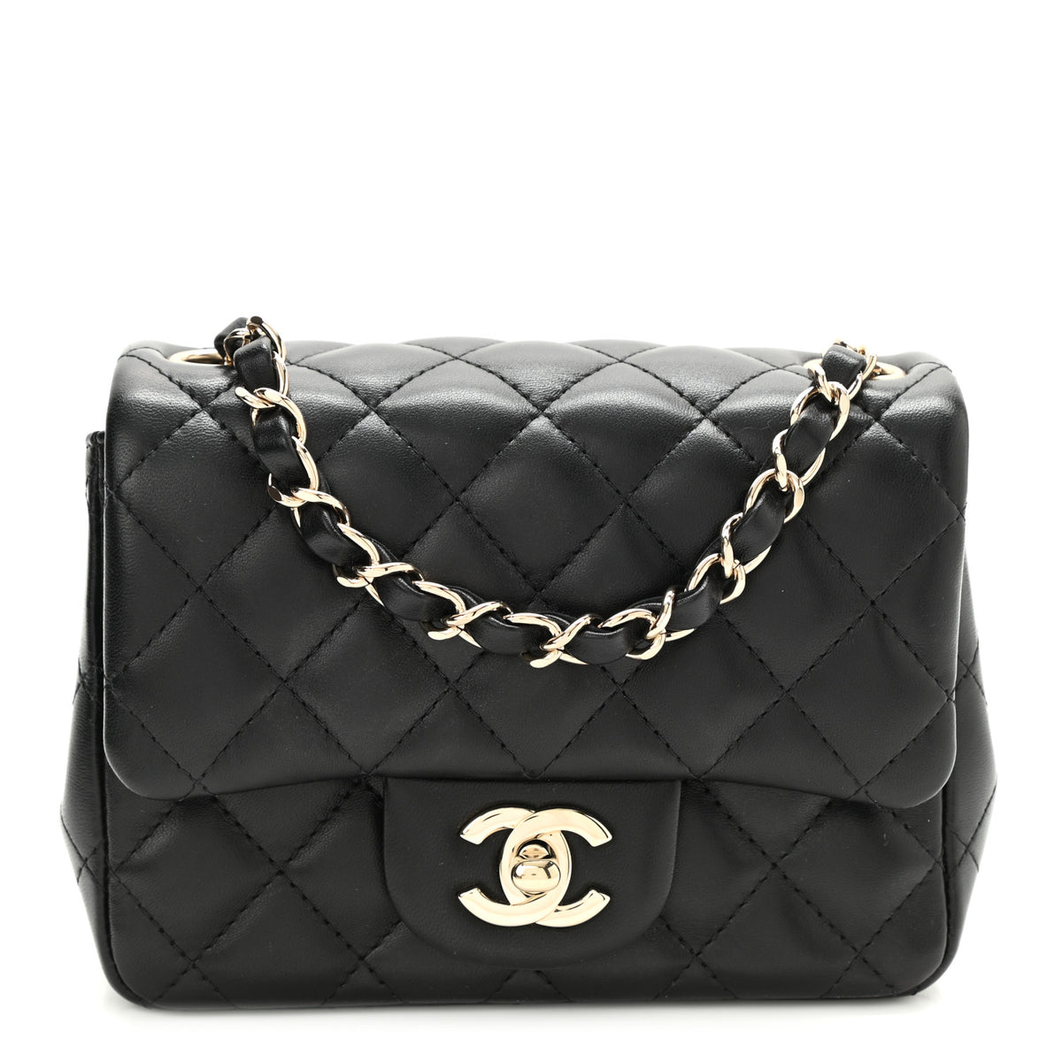 Quilted Lambskin Mini Flap Bag Black Q750