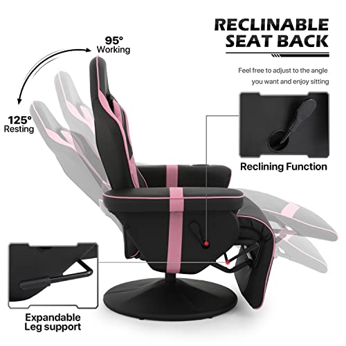 Grey Gaming Chair with Footrest and Cup Holder N414