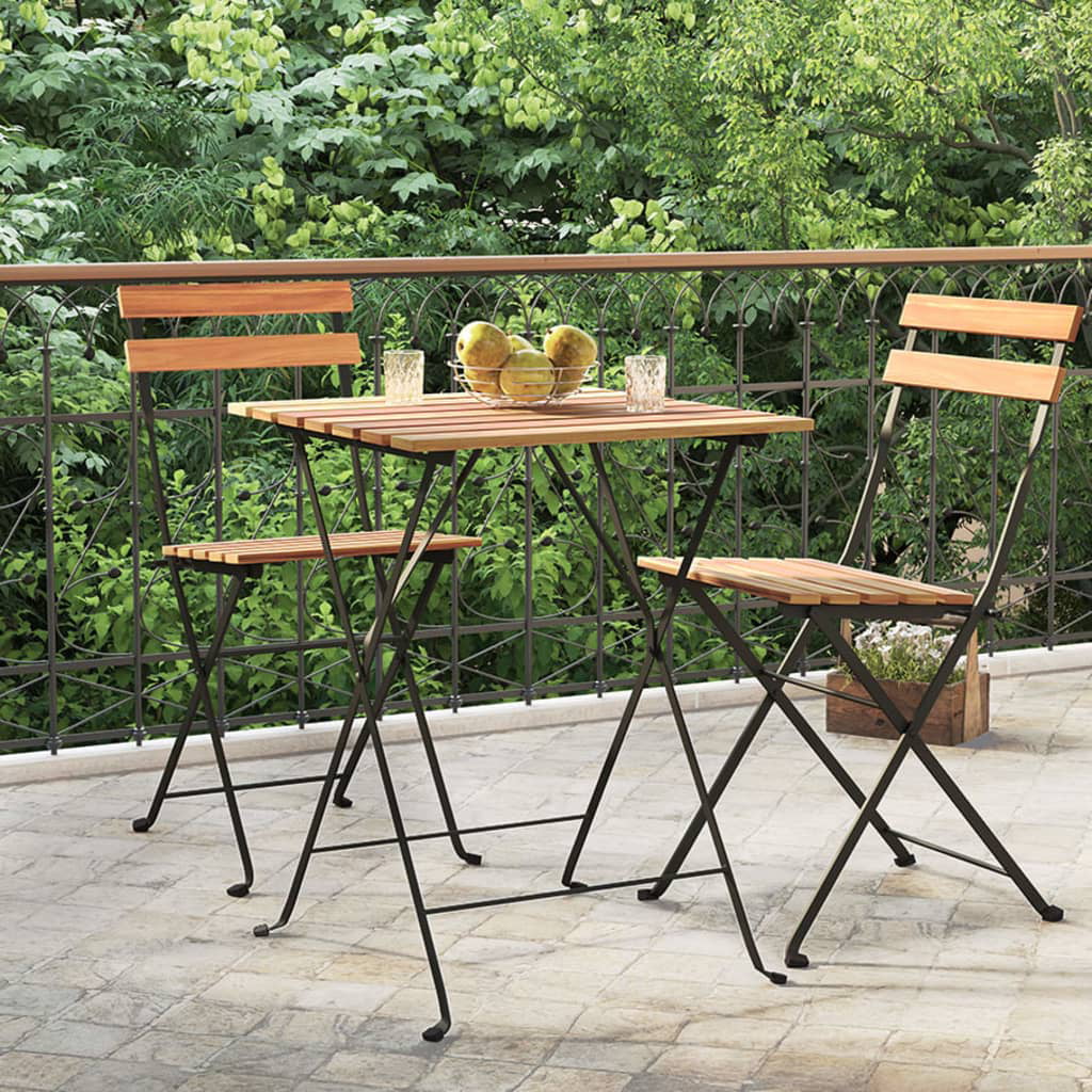 Folding Bistro Table Solid Wood Teak and Steel F965