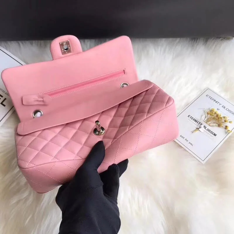 Pink Lambskin Leather Flap Bag T94332
