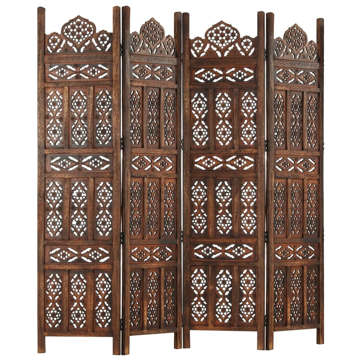 Hand Carved 4-Panel Mango Wood Room Divider Q105