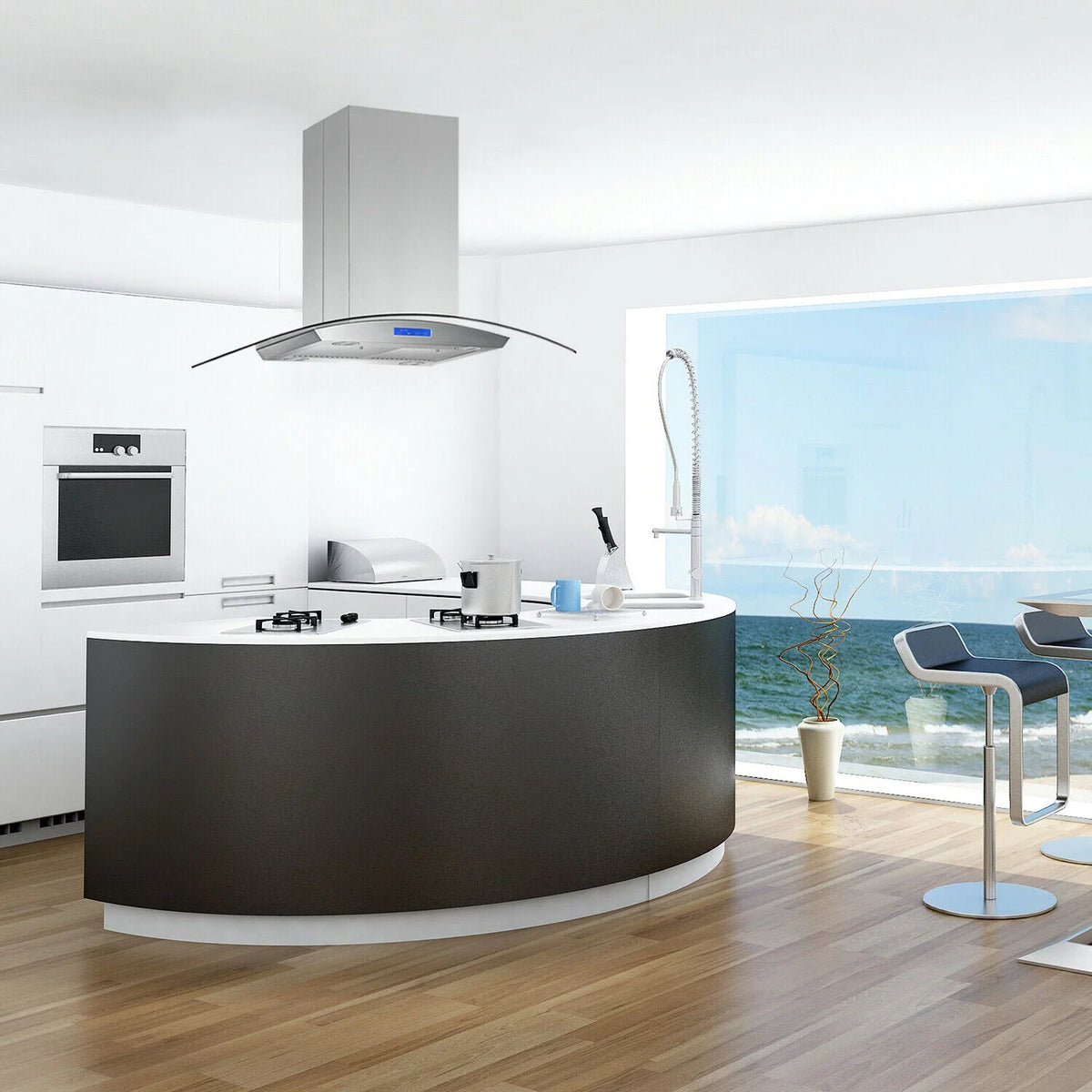 36 inch Island Mount Range Hood 900 CFM with Glass LCD Touch Control H769807