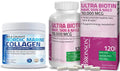 Marine Collagen Peptides Hydrolyzed Protein Powder + Biotin 10,000 Mcg Supplement A3066