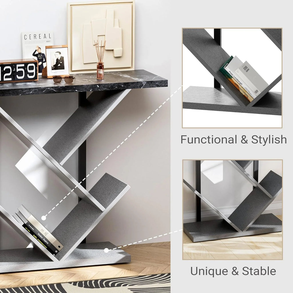 Black Marble Console Table with Storage F658