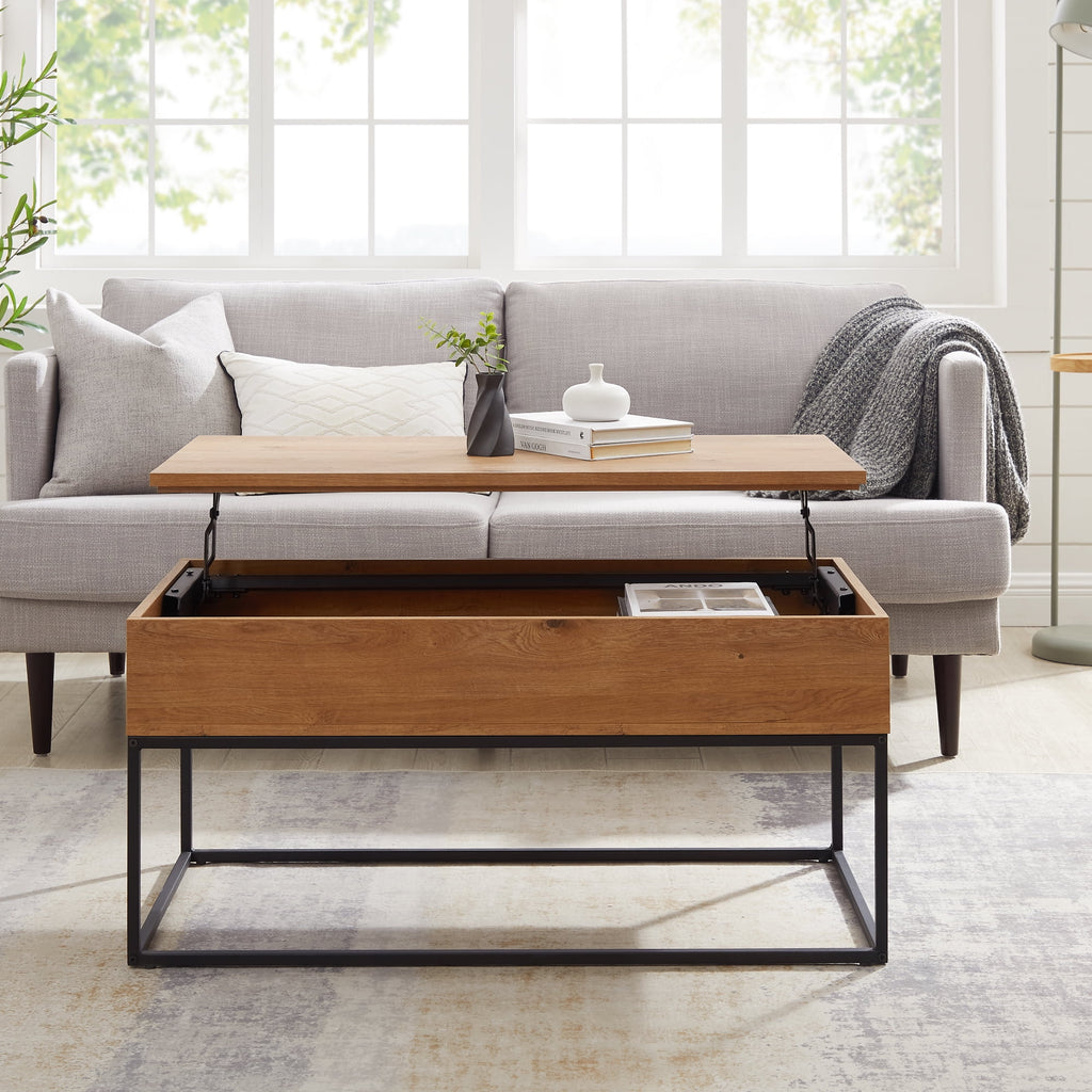 Modern Wood and Metal Lift-Top Coffee Table E406