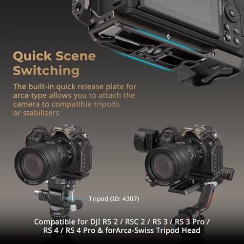 Aluminum Alloy Camera Cage with Quick Release Plate and Cold Shoe Mount R38755
