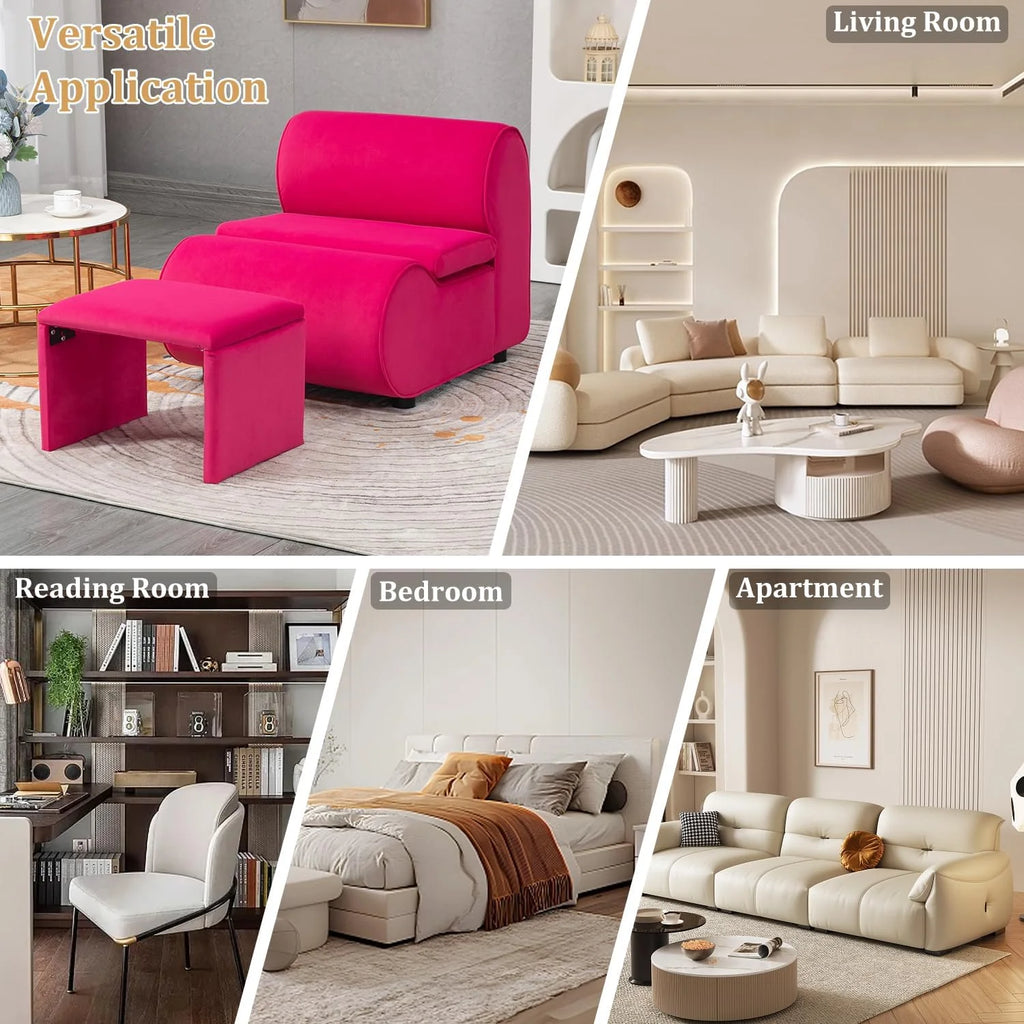 Velvet Accent Chair with Ottoman R263