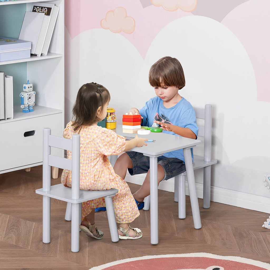 3-Piece Kids Wooden Table Chairs Set G513418
