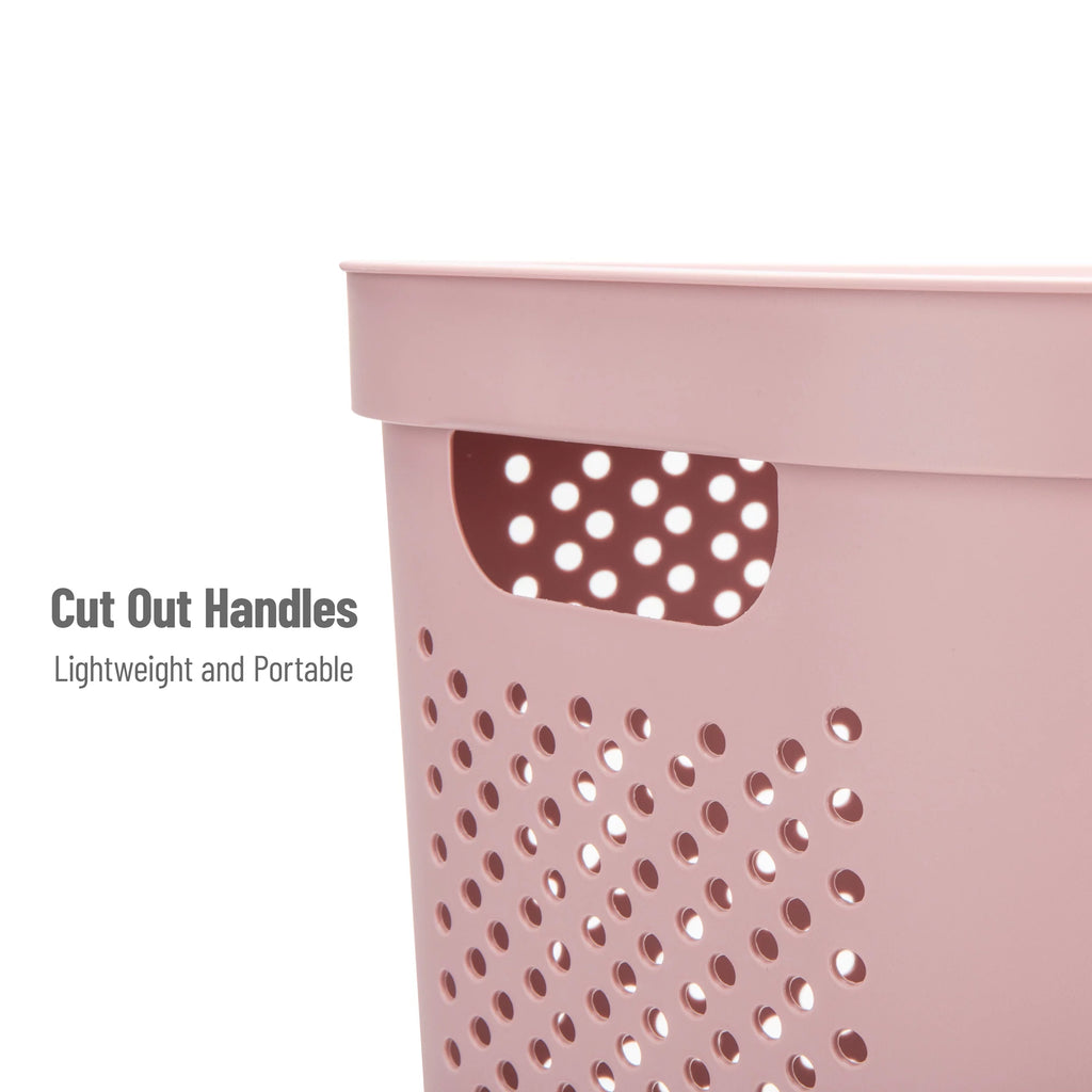 60L Slim Laundry Hamper with Lid, Set of 2, Pink B49654