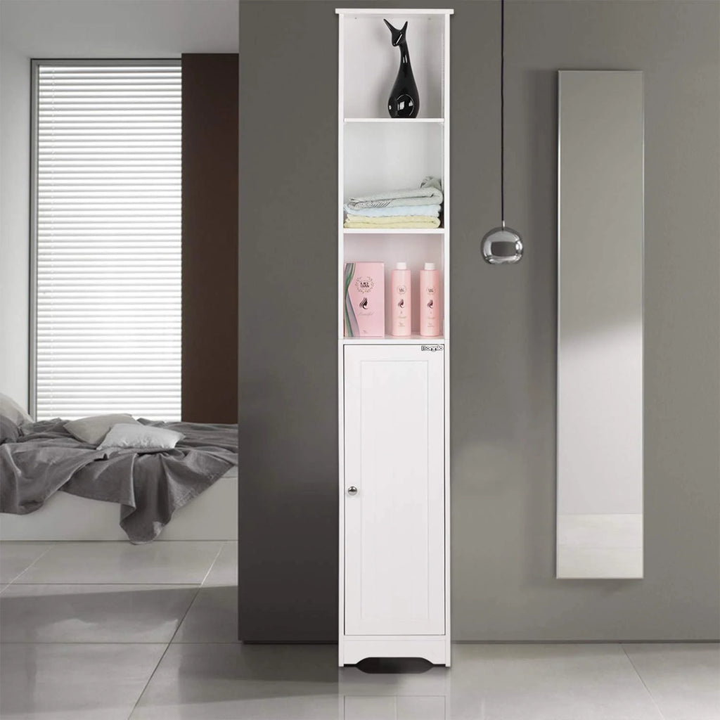 5-Shelf White Bathroom Storage Cabinet W86686