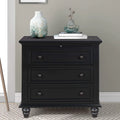 Black 3 Drawer Pine Wood Dresser B32807