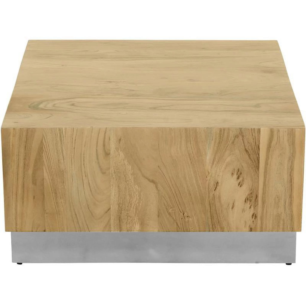 Acacia Wooden Top Coffee Table with Chrome Metal Base O6534