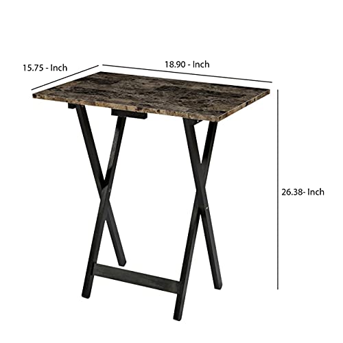 Tray Table Set Faux Marble Brown H4376