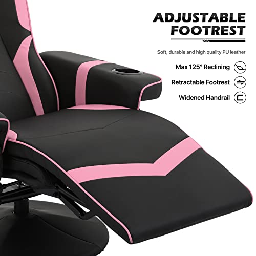 Grey Gaming Chair with Footrest and Cup Holder N414