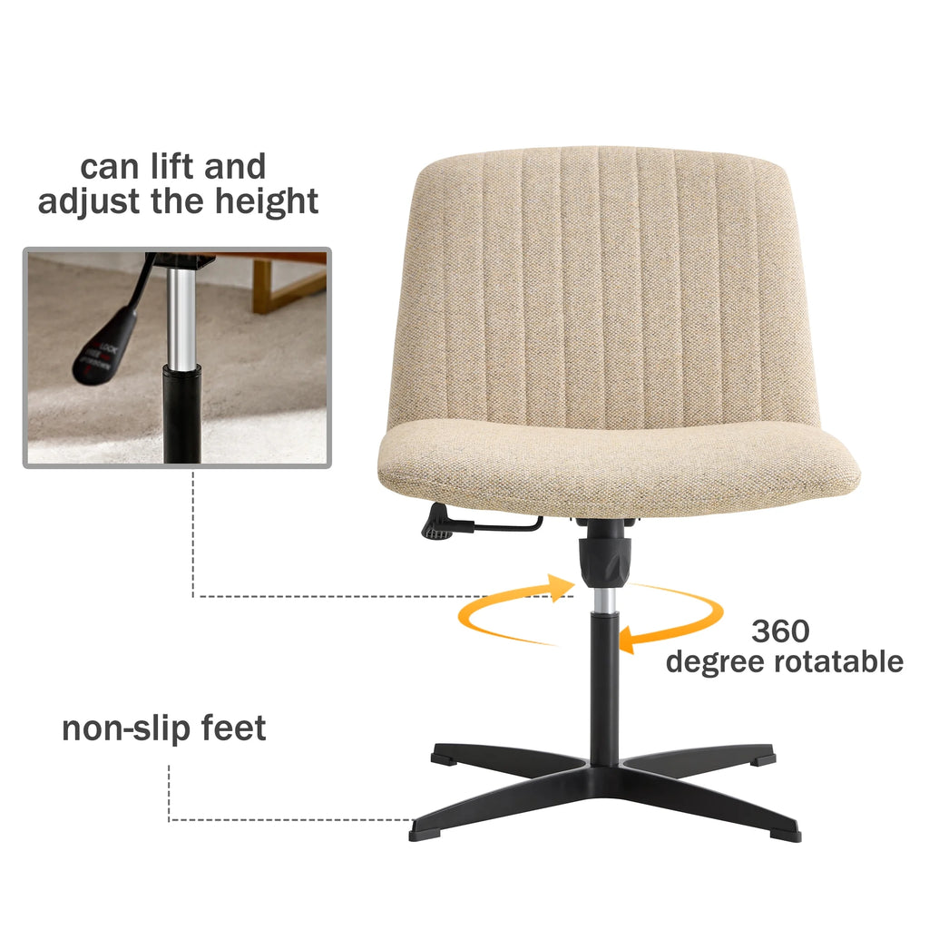 Adjustable Swivel Home Office Computer Chair with Cushion & Black Foot I86743