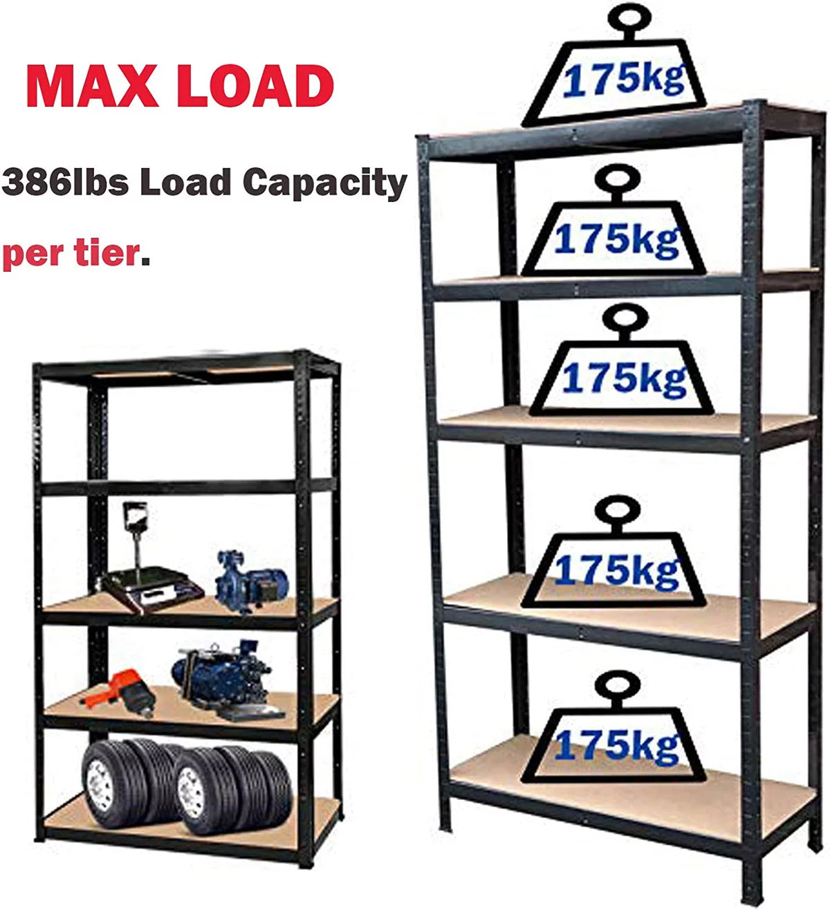 5-Tier Shelving Unit 59"x28"x12" Black V514751