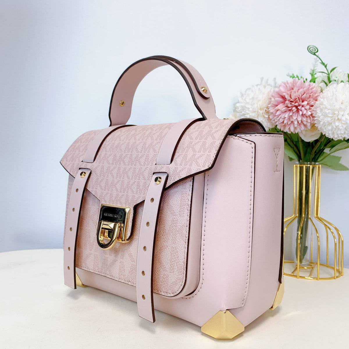 Medium Powder Blush PVC Top Handle Satchel Handbag L466961