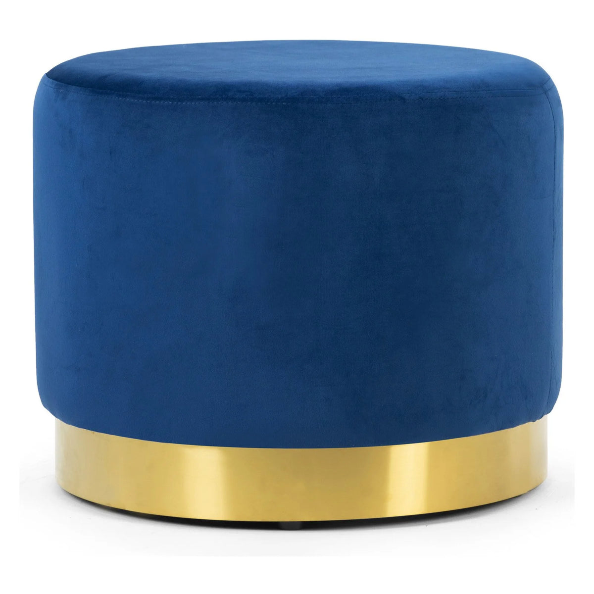 Velvet Round Ottoman with Golden Accent Base D38932