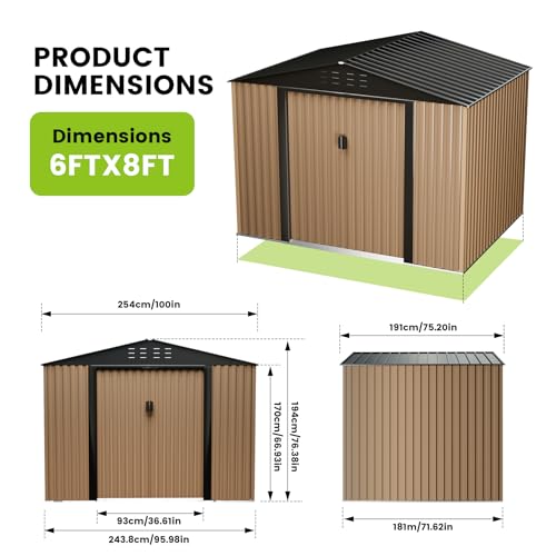 8 x 6 FT Metal Outdoor Storage Shed with Lock J804791