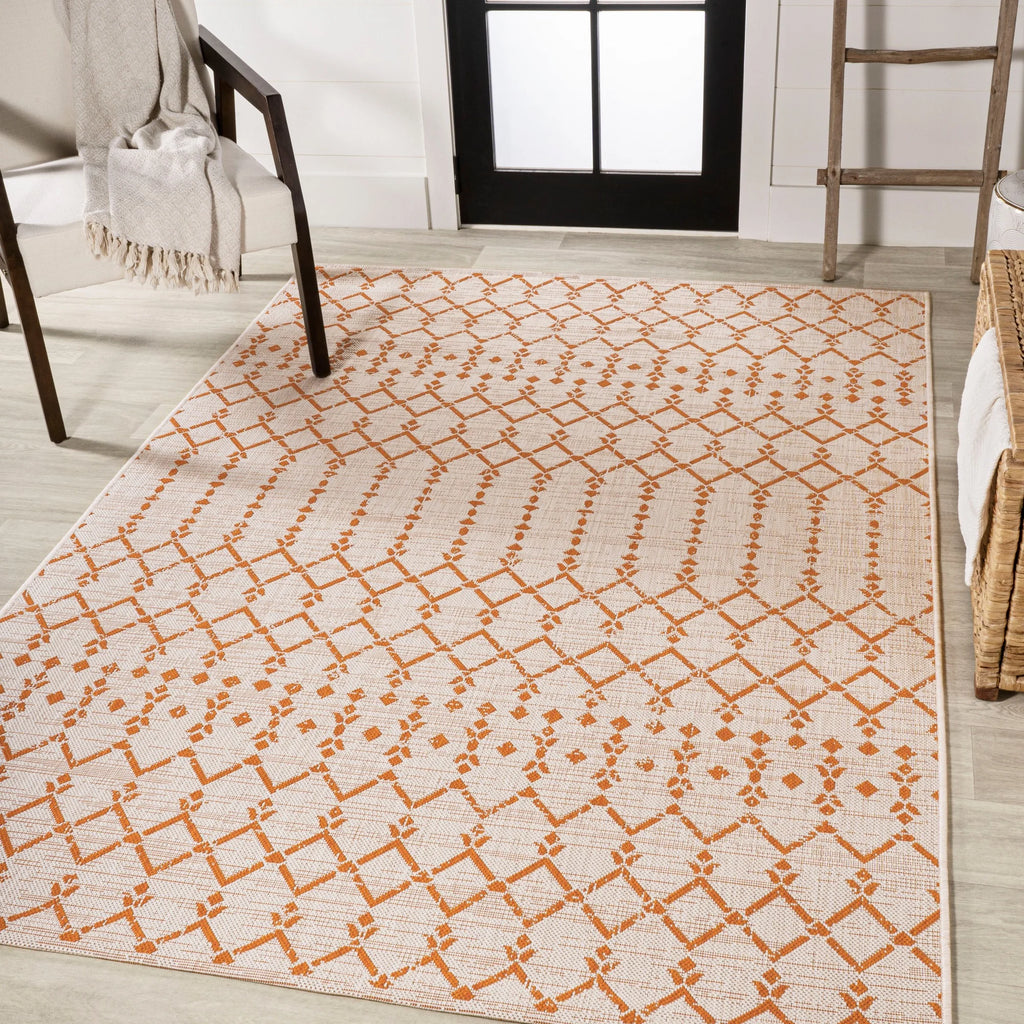Cream Orange 4 ft. x 6 ft. Indoor Outdoor Area Rug F350398