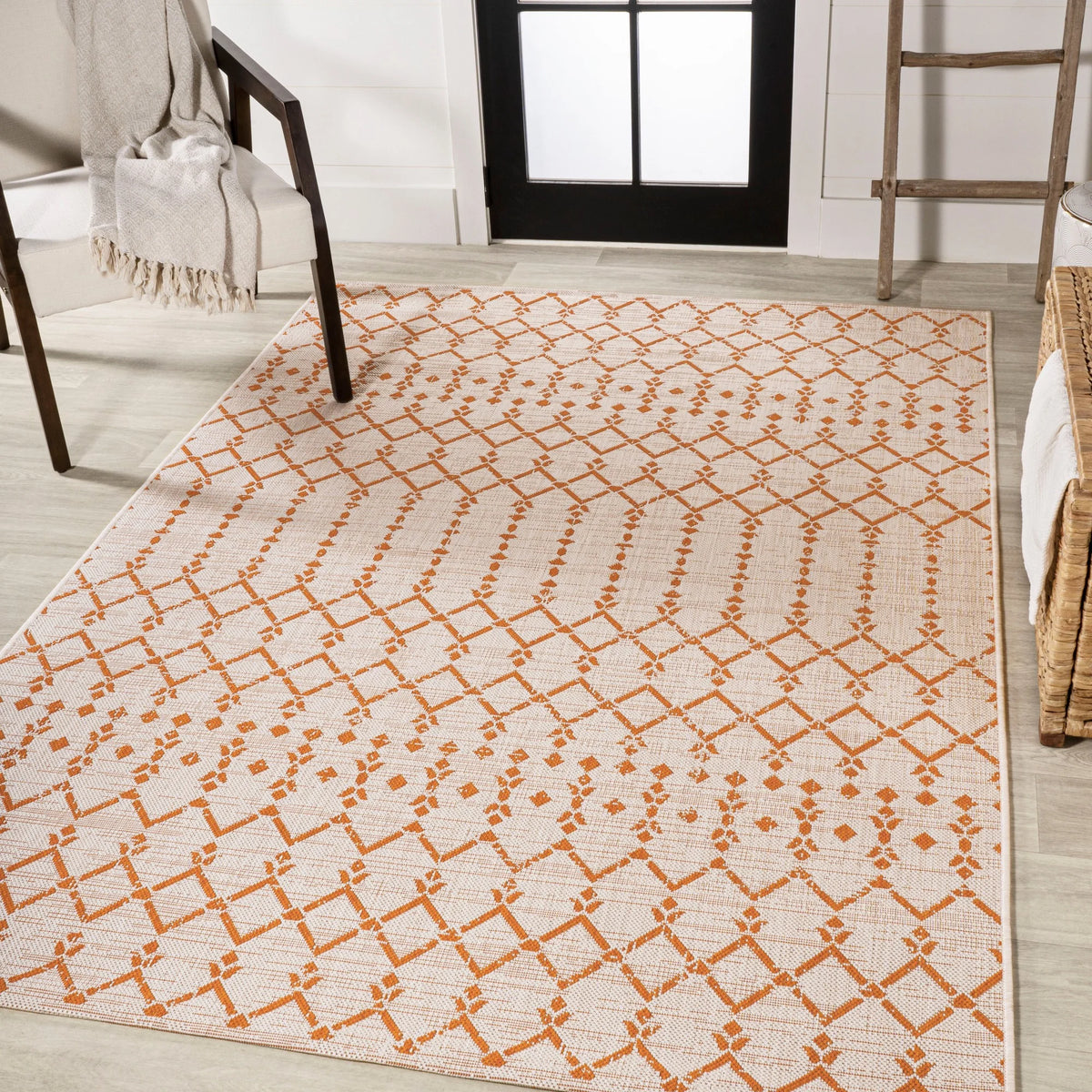 Cream Orange 4 ft. x 6 ft. Indoor Outdoor Area Rug F350398