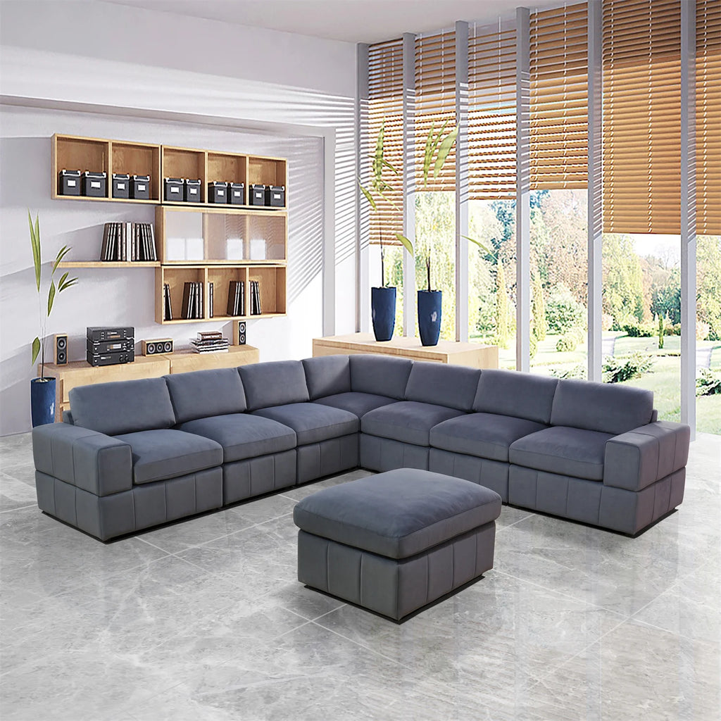Dark Grey Microfiber 4-seat L-Shaped Sectional Sofa W2280