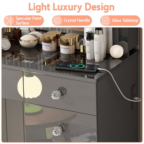 White Vanity Desk with Mirror and 11 Drawer F7938