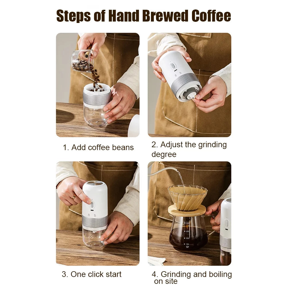 Portable Electric Burr Coffee Grinder 13W 200ml USB Rechargeable Adjustable Cordless N576