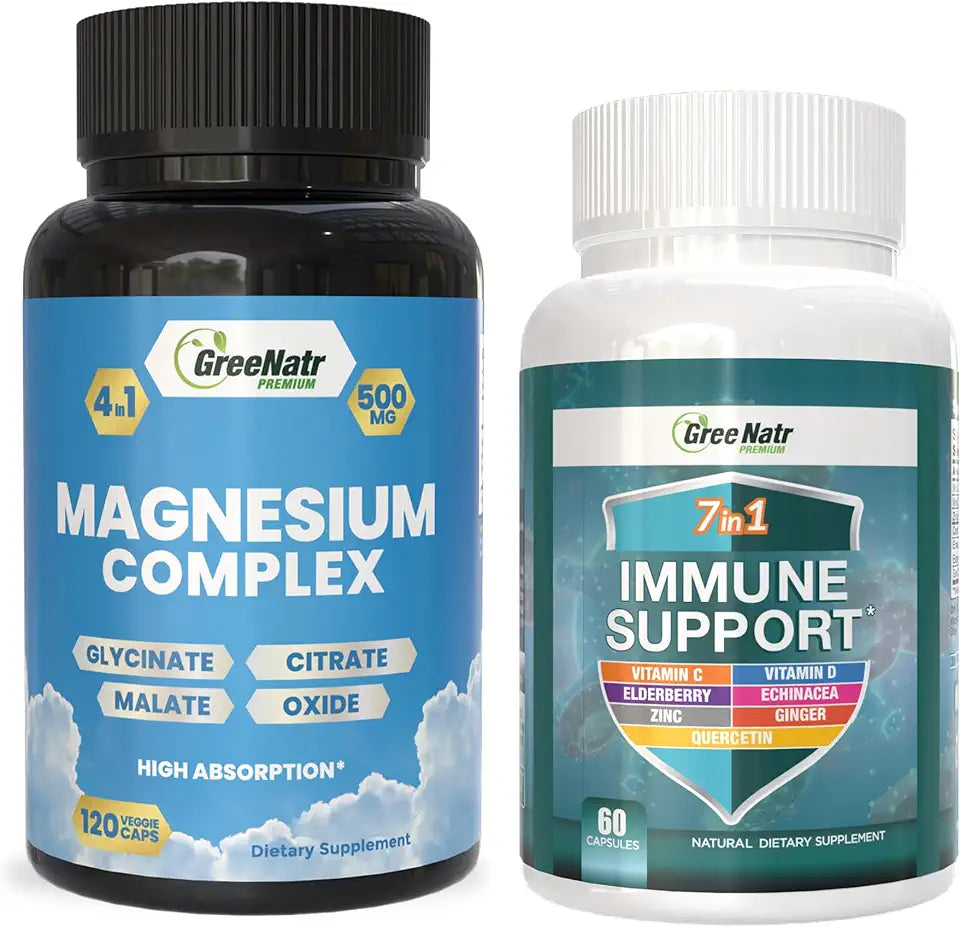 Magnesium Glycinate Citrate Malate Oxide Vitamin C D3 Zinc Quercetin Elderberry Supplement T131