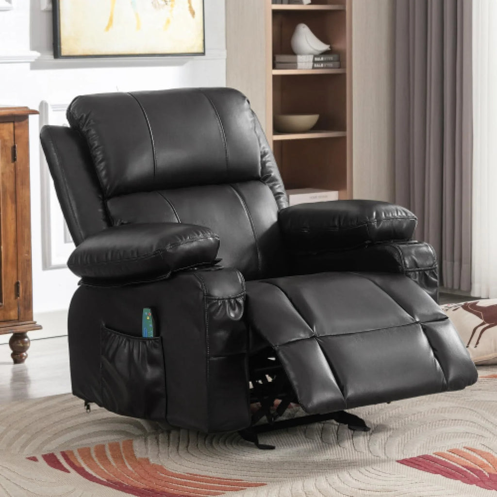 Oversized Leather Power Rocker Recliner with Heat and Massage J360