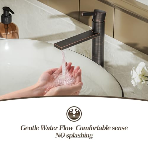 Brushed Gold Single Hole Tall Bathroom Faucet with Pop Up Drain A479794