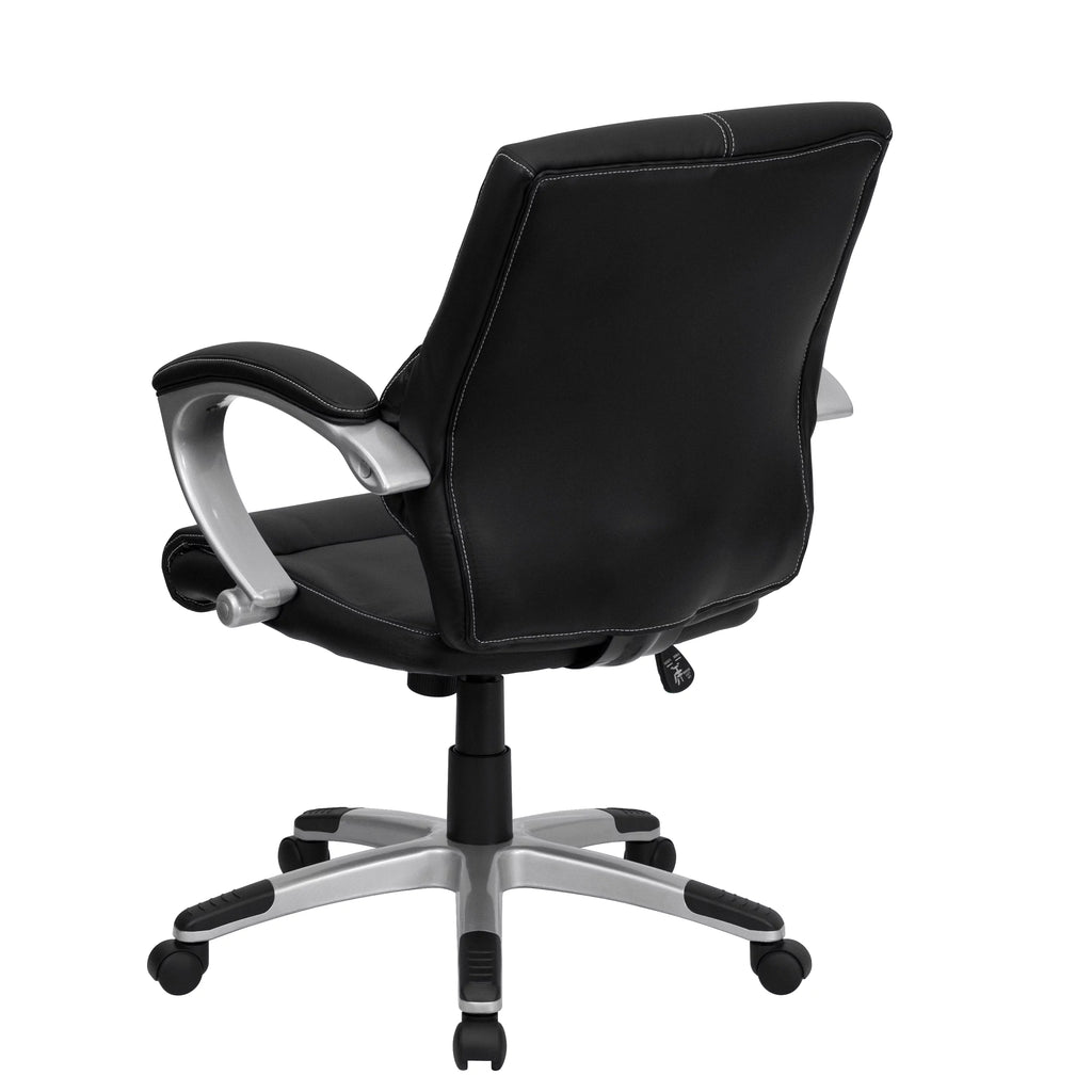 Black LeatherSoft Mid-Back Swivel Office Chair with Arms Q321199