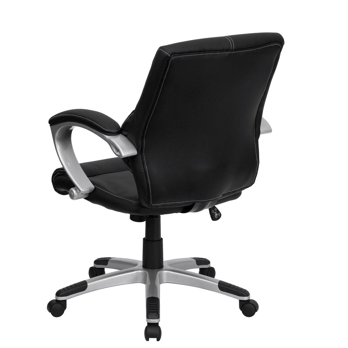 Black LeatherSoft Mid-Back Swivel Office Chair with Arms Q321199