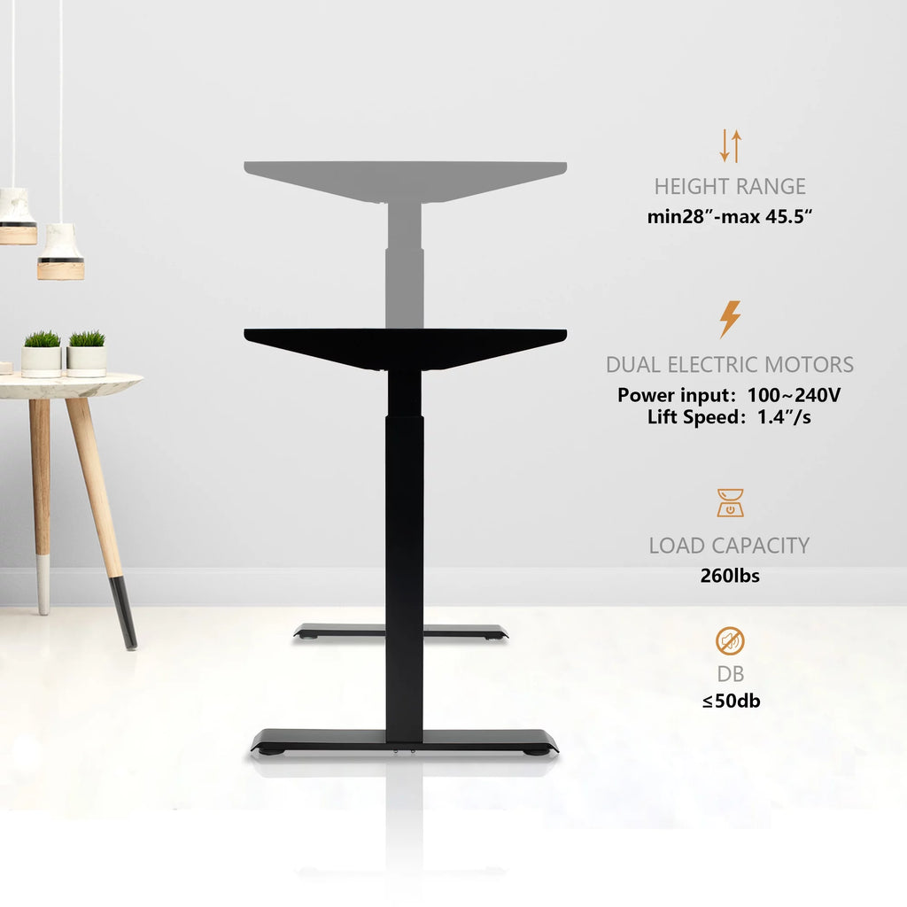 Black Dual Motor Height Adjustable Standing Desk Frame G1995