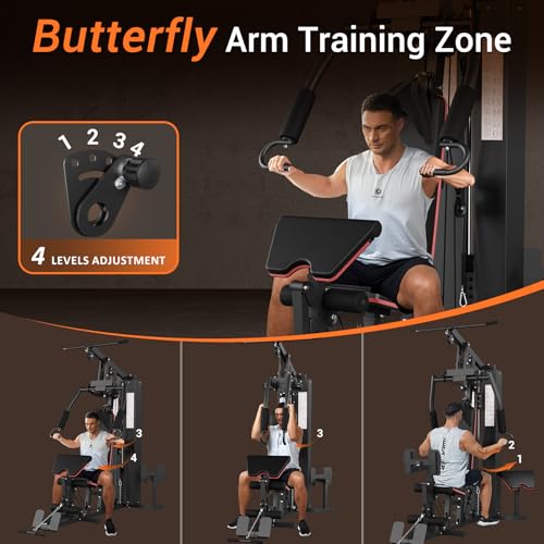 Multifunctional Full Body Workout Machine with 150LBS Weight Stack D8132