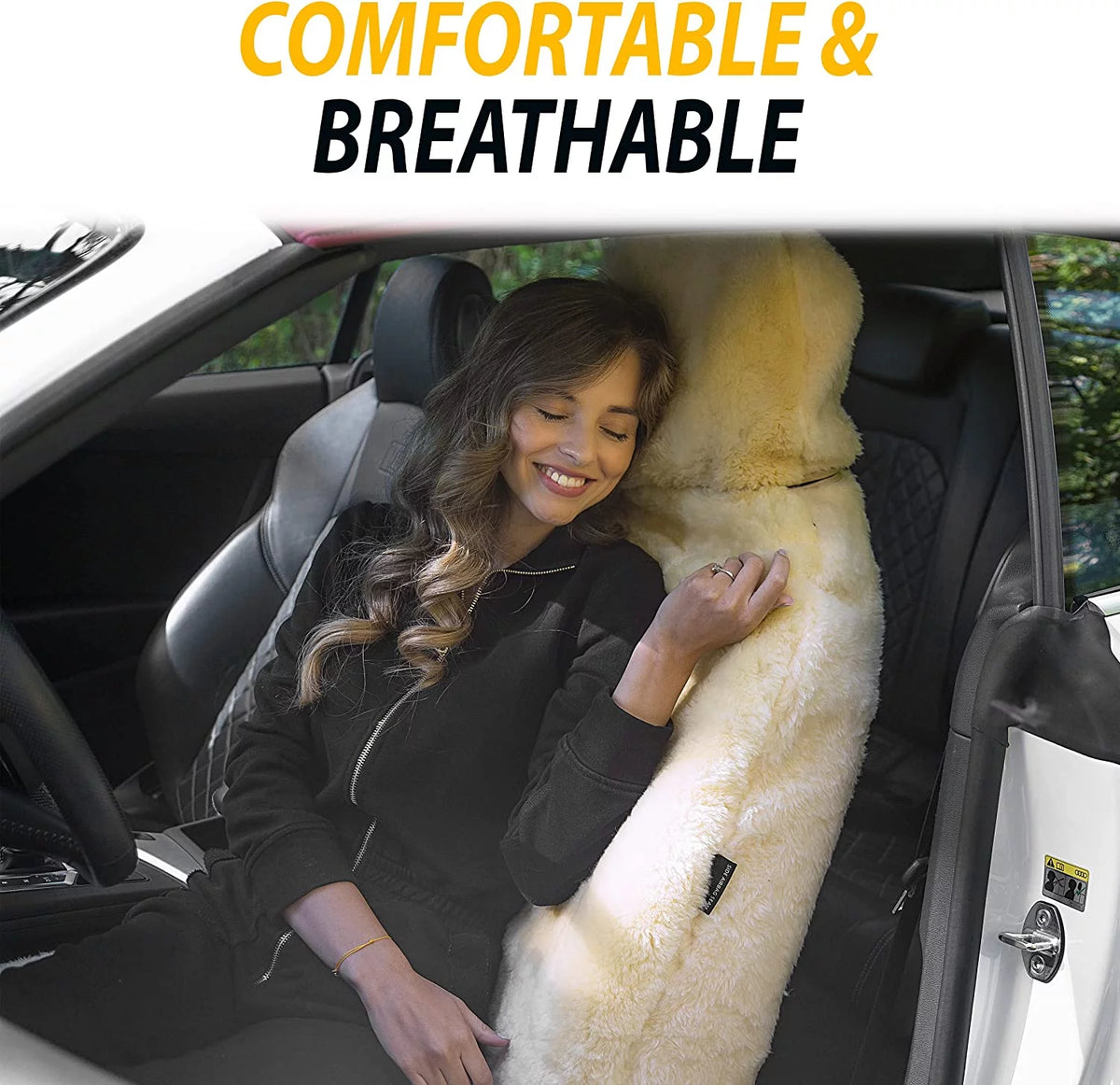 Ivory Sheepskin Car Seat Cover V451690
