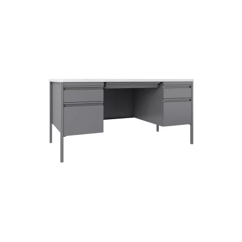 60" x 30" White Laminate Steel Double Pedestal Desk U81060