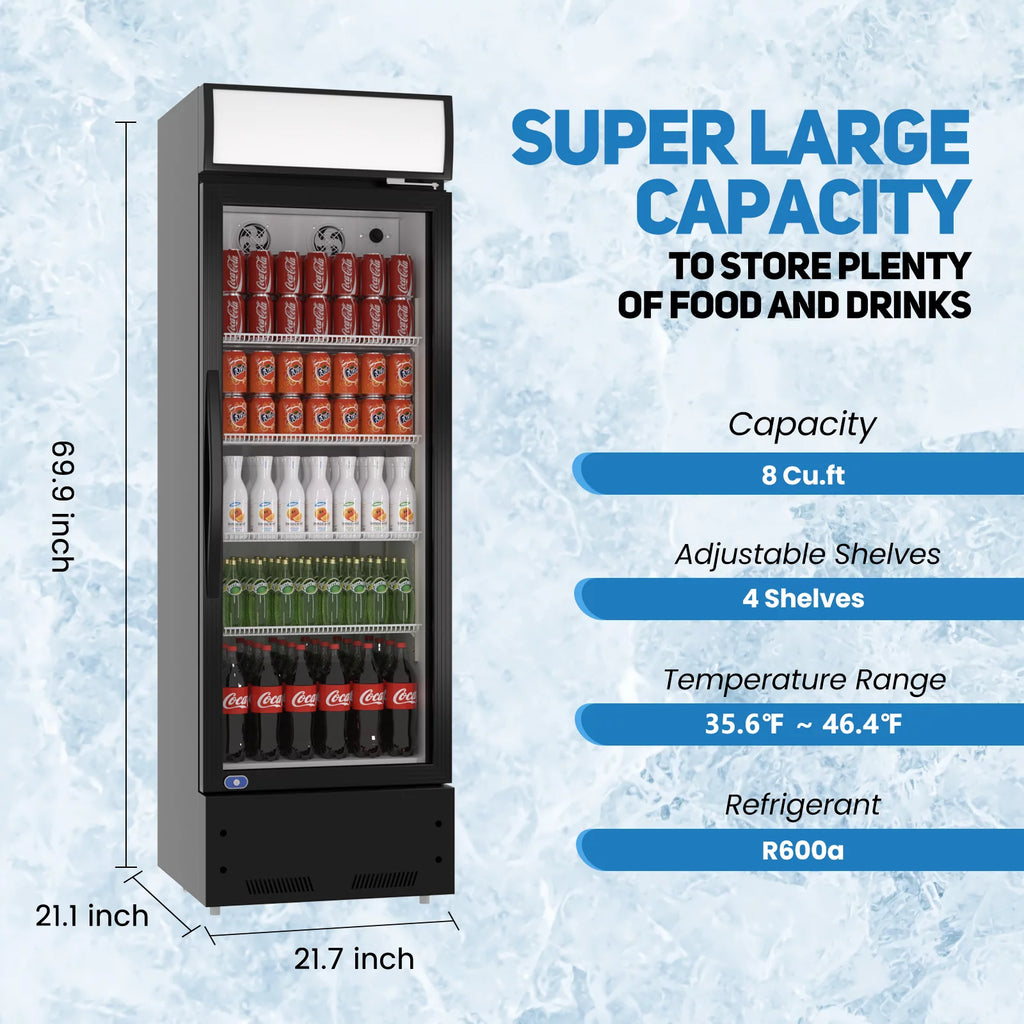 22" Glass Door Commercial Display Refrigerator H53126