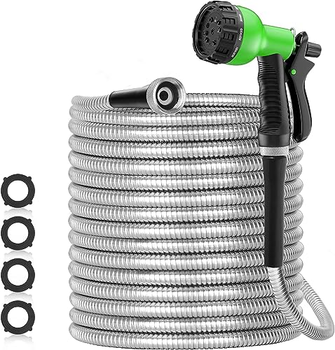 50ft 304 Stainless Steel Garden Hose with Nozzles G314745
