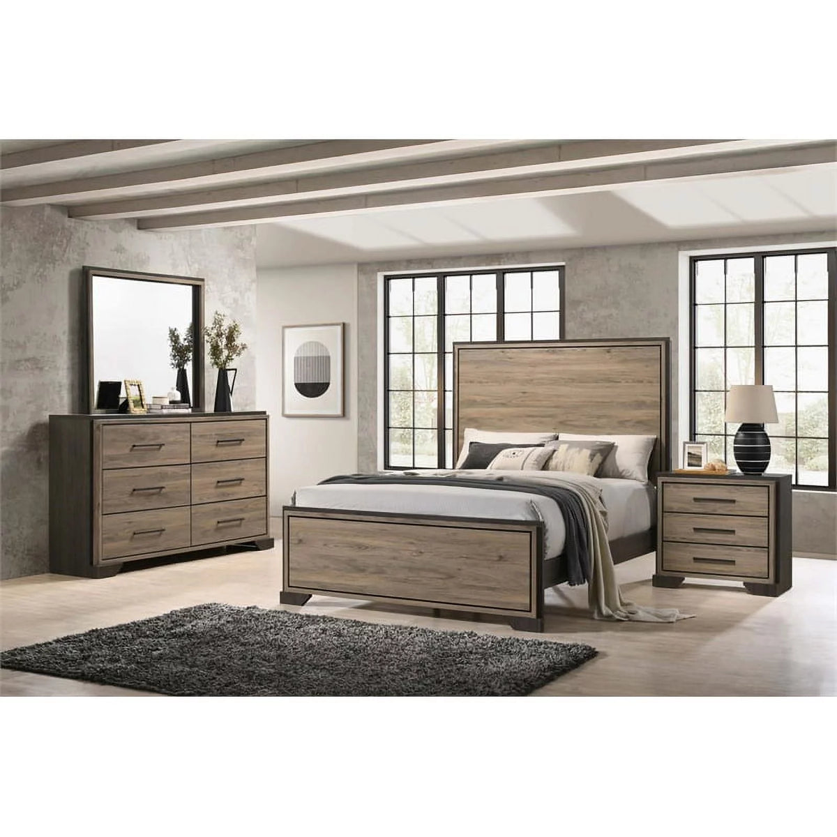 4-piece Wood California King Bedroom Set P138