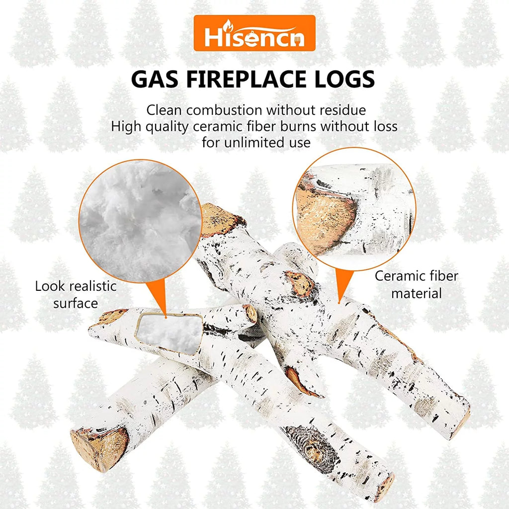 26 inch Ceramic White Birch Gas Fireplace Logs L216887