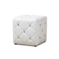 White Faux Leather Upholstered Ottoman Q61424