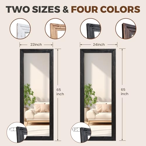 65"x24" Full Length Solid Wood Frame Floor Mirror Brown D297